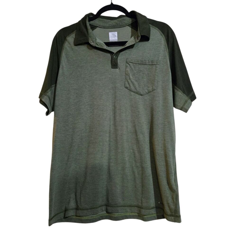 The North Face Flashdry 3-Snap Two-Tone Performance Polo Shirt Green Men's Large